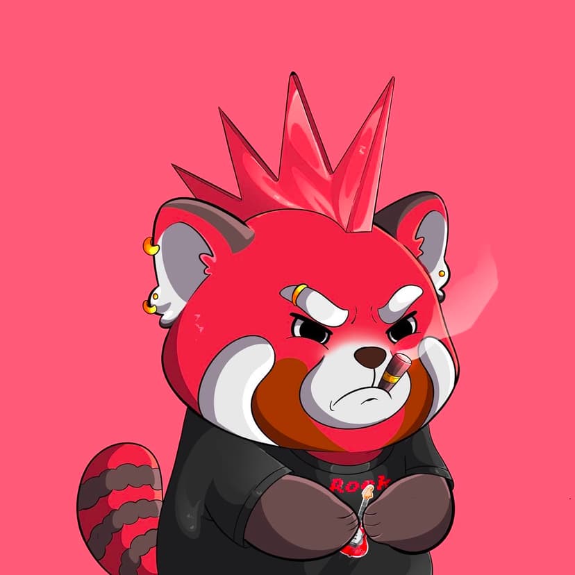 Punk rock panda with mohawk trait